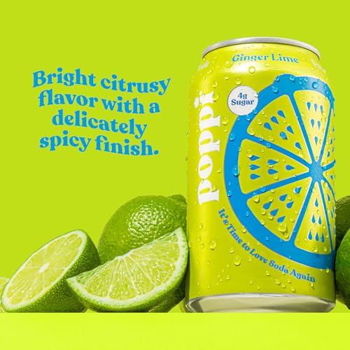 Ginger Lime Prebiotic Soda, 12 Fl Oz Can P86510