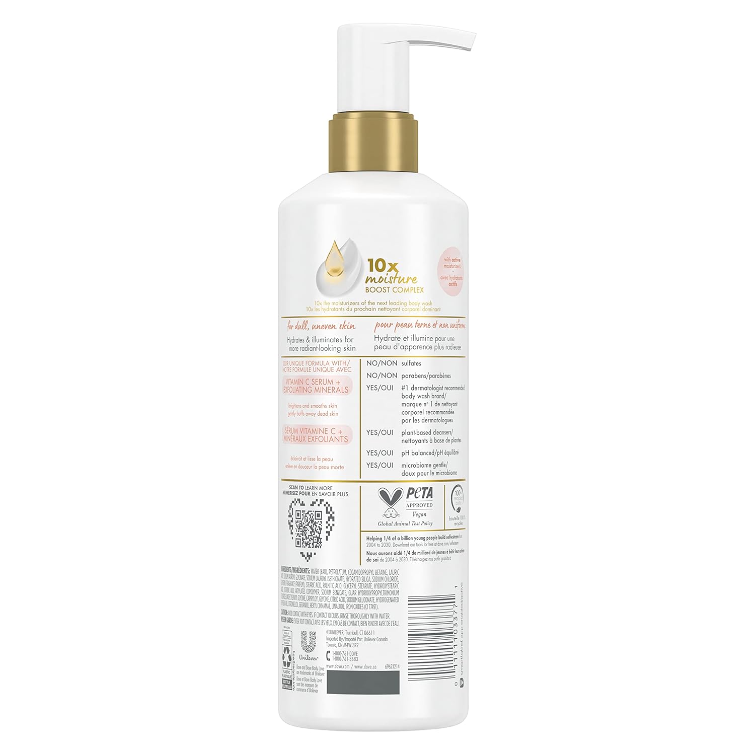Dove Body Love Body Cleanser Radiance Renew For Dull Skin Exfoliating Body Wash Cleanser with Vitamin C Serum 17.5 fl oz (Pack of 2)