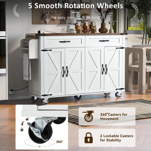 Farmhouse Kitchen Island with Power Outlet and Drop Leaf Z7652