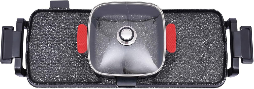 Electric Grill Hot Pot 2 in 1, Smokeless Indoor Teppanyaki with Divider D609