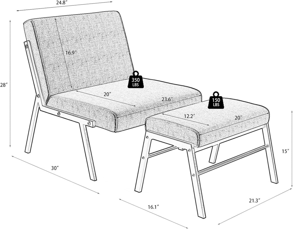 Modern Linen Accent Chair with Ottoman B1589