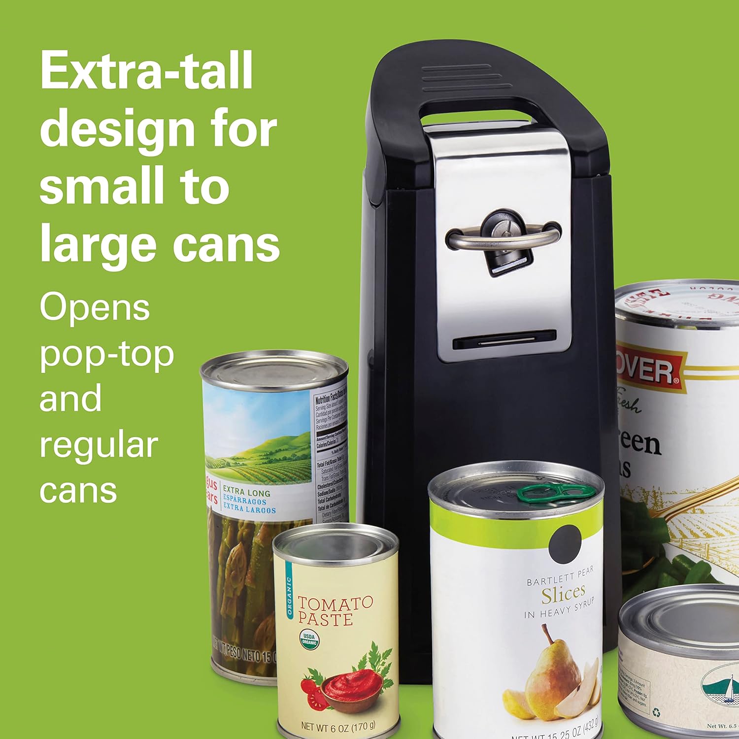 Electric Automatic Can Opener with Push Down Lever and Knife Sharpener G343