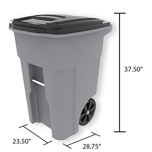 32 Gallon Trash Can with Wheels and Attached Lid Y599609