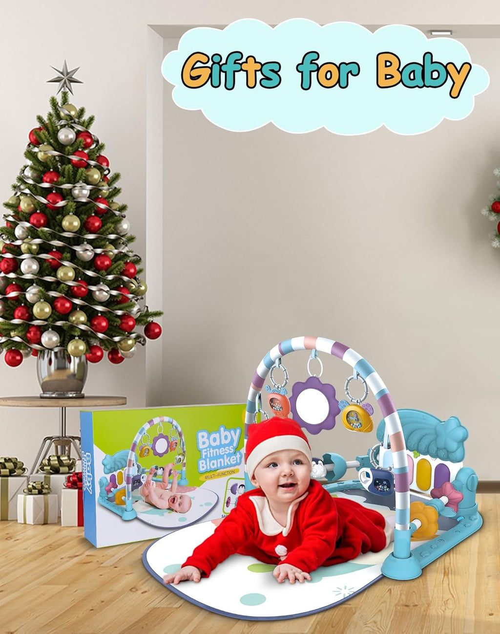 Tummy Time Play Mat with Piano, Foldable Baby Activity Gym Q938