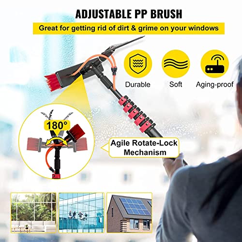 Water Fed Pole Window Cleaning Kit with Scrubber and Squeegee F44421