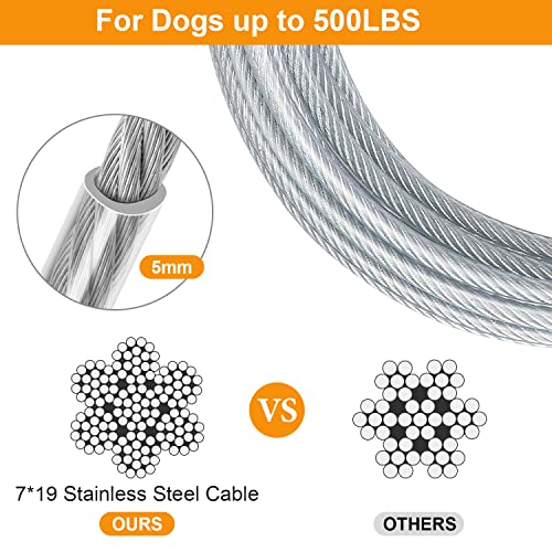 50 ft Dog Tie Out Cable with Spring Swivel Hook, Heavy Duty Outdoor Pet Tether Z1699