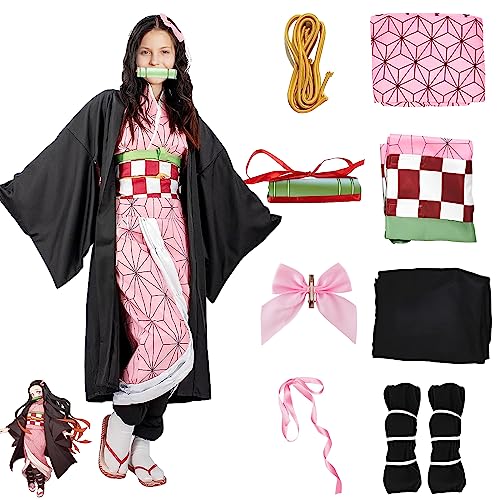 Kamado Anime Cosplay Costume Kimono Outfit, Anime Costume Adult Halloween Costume, Halloween Costume for Women Men