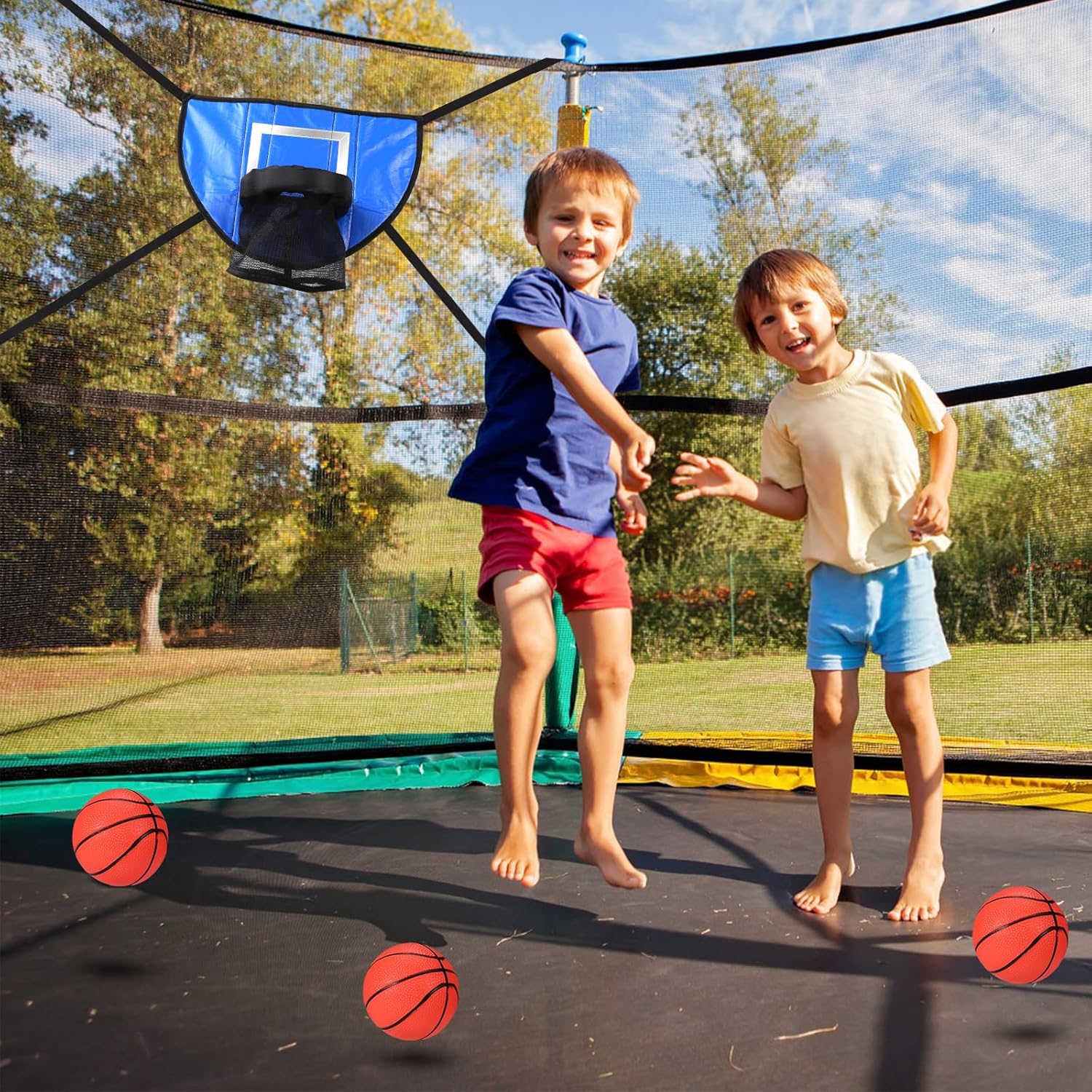 Trampoline Basketball Hoop Set with Mini Basketballs and Pump Q263