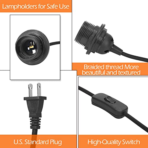 6 Pack Plug-in Hanging Light Kit with On/Off Switch, 12 FT Cord, Black O127830