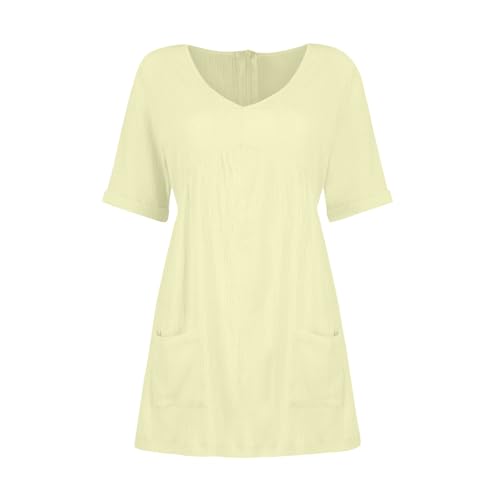 Women's Casual V Neck Short Sleeve Mini Dress with Pockets I261345