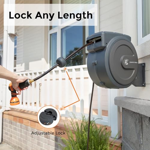 Retractable Garden Hose Reel 78ft, Wall Mounted with 180° Swivel Bracket S263