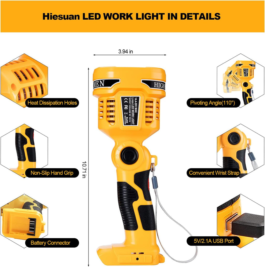 Cordless LED Work Light with USB Port and Pivoting Head A325781