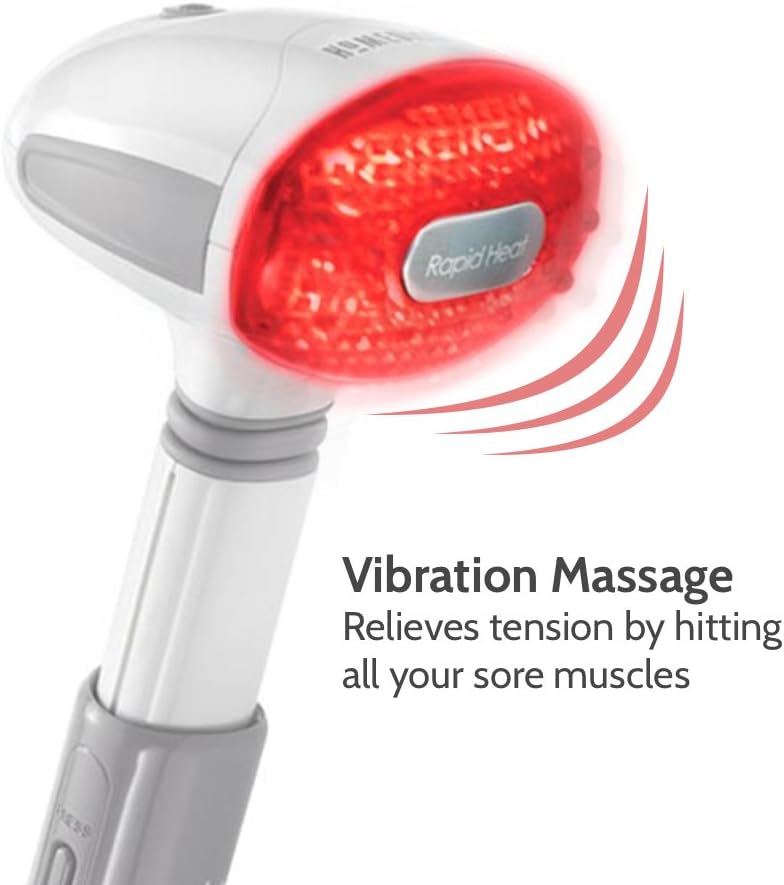 Long Reach Massager with Heat, Adjustable Handle, Variable Speeds V2085