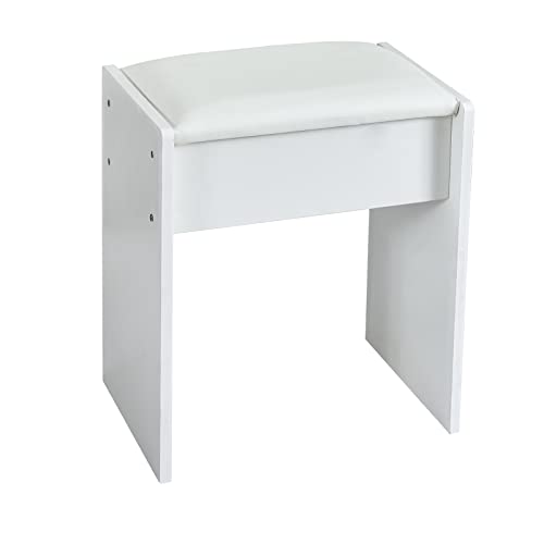 Vanity Desk with Mirror and Lights, Large Drawers, Cushioned Stool P25988