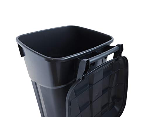 32 Gallon Outdoor Waste Garbage Bin with Attached Lid, Wheeled Trashcan C478