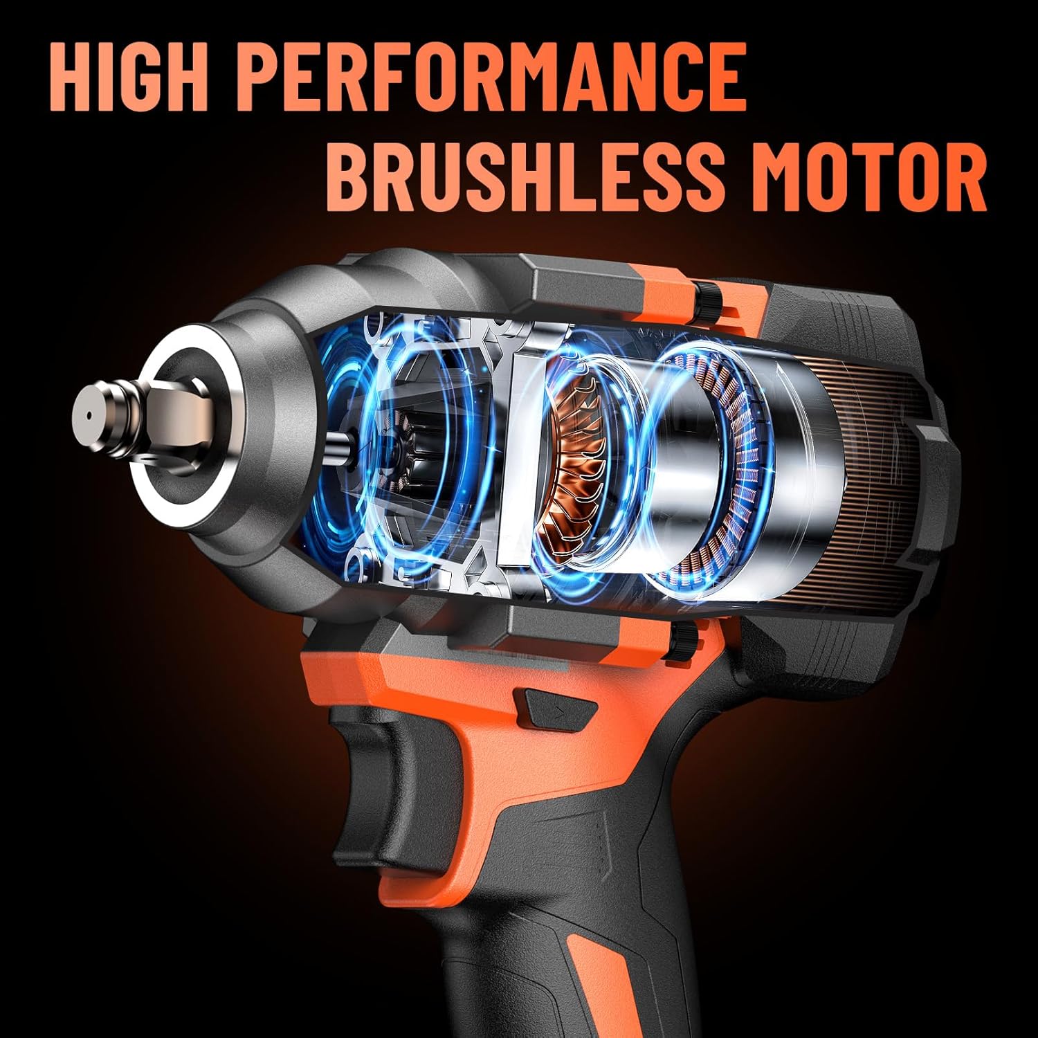Cordless Impact Wrench 1/2-In High Torque 700Ft-lbs with 2 Batteries U6123