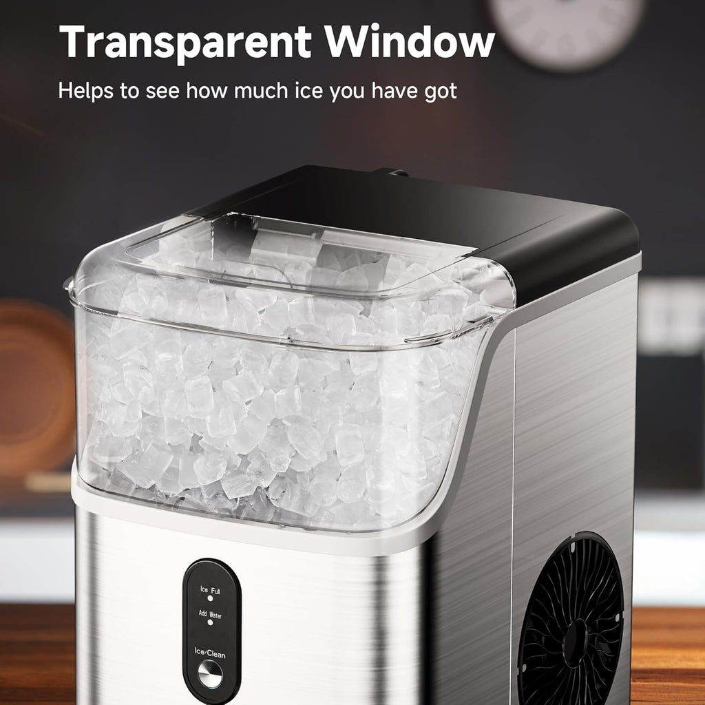 Nugget Ice Maker Countertop, 34lbs/24H Soft Pellet Ice with Self-Cleaning, Ice Scoop and Basket R8472