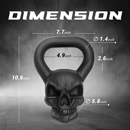 Skull Kettlebells 25, 35 lbs - Cast Iron with Anti-Slip Coated Handle for Strength Training U19017