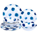 Melamine Dinnerware Sets 16 Pcs Dish Set Plates Bowls Cups Unbreakable for Kitchen Dinner Outdoor Indoor Service for 4