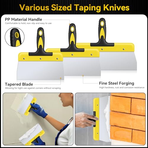 7-Piece Putty Knife Tool Set, Stainless Steel Scraper with Comfortable Grip P901