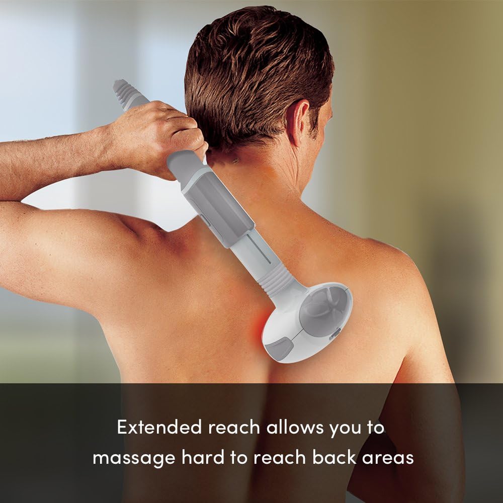 Long Reach Massager with Heat, Adjustable Handle, Variable Speeds V2085