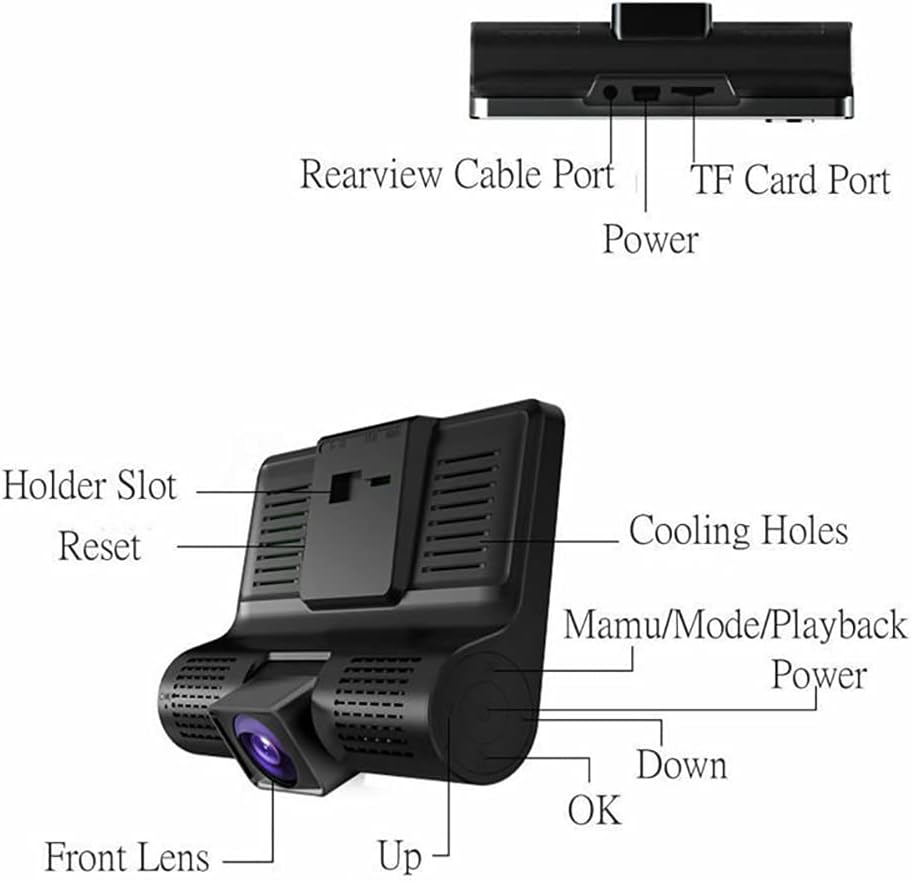 Dash Cam Front and Rear 4 Inch Full HD 170° Wide Angle with Night Vision A87212
