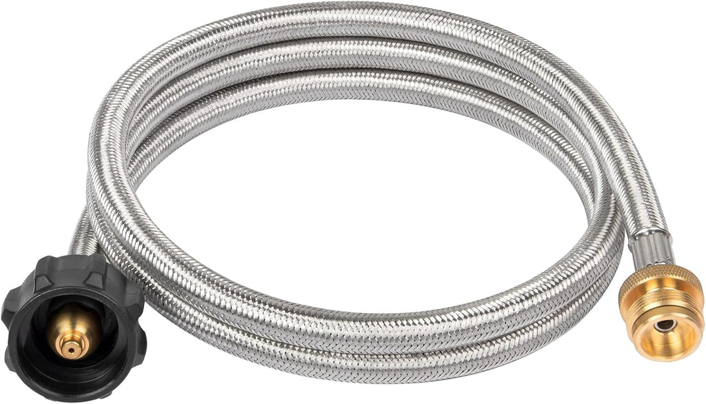 SHINESTAR Propane Adapter & 5ft Braided Hose for Coleman Stoves, Blackstone 17”22”Tabletop Griddle, Char-Broil Portable Grills,Weber Q Grills, Buddy Heaters & More - Converts 1lb to 20lb Cylinders