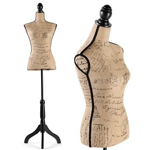 HAORUI Dress Form Mannequin, Female Mannequin Torso Dress Form with Adjustable Height Tripod Stand, Pinnable Mannequin Body Manikin for Sewing, Jewelry Display, Dressmaker, Home Decor (Black)