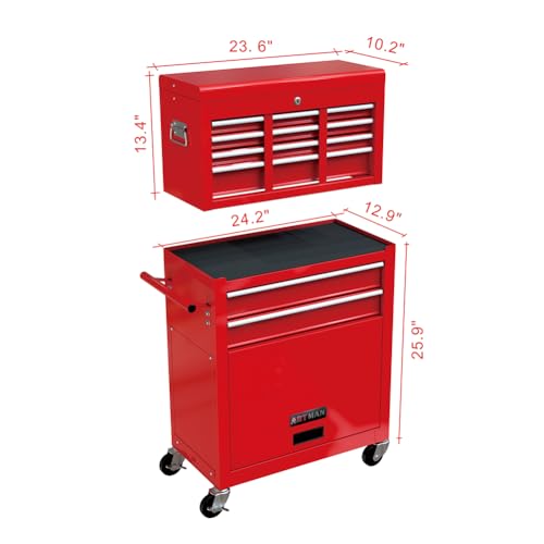8 Drawer Rolling Tool Chest with Wheels, Lockable Tool Storage Cabinet T50167