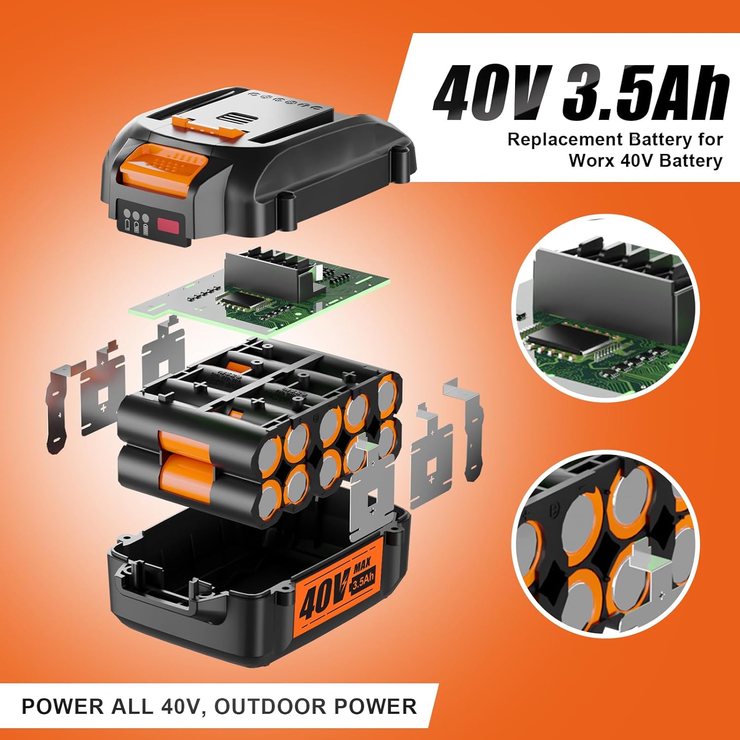 40V 3.5Ah Replacement Battery for 40V Cordless Tools G740040