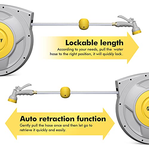 Retractable Garden Hose Reel, Heavy Duty, Wall Mounted H9826