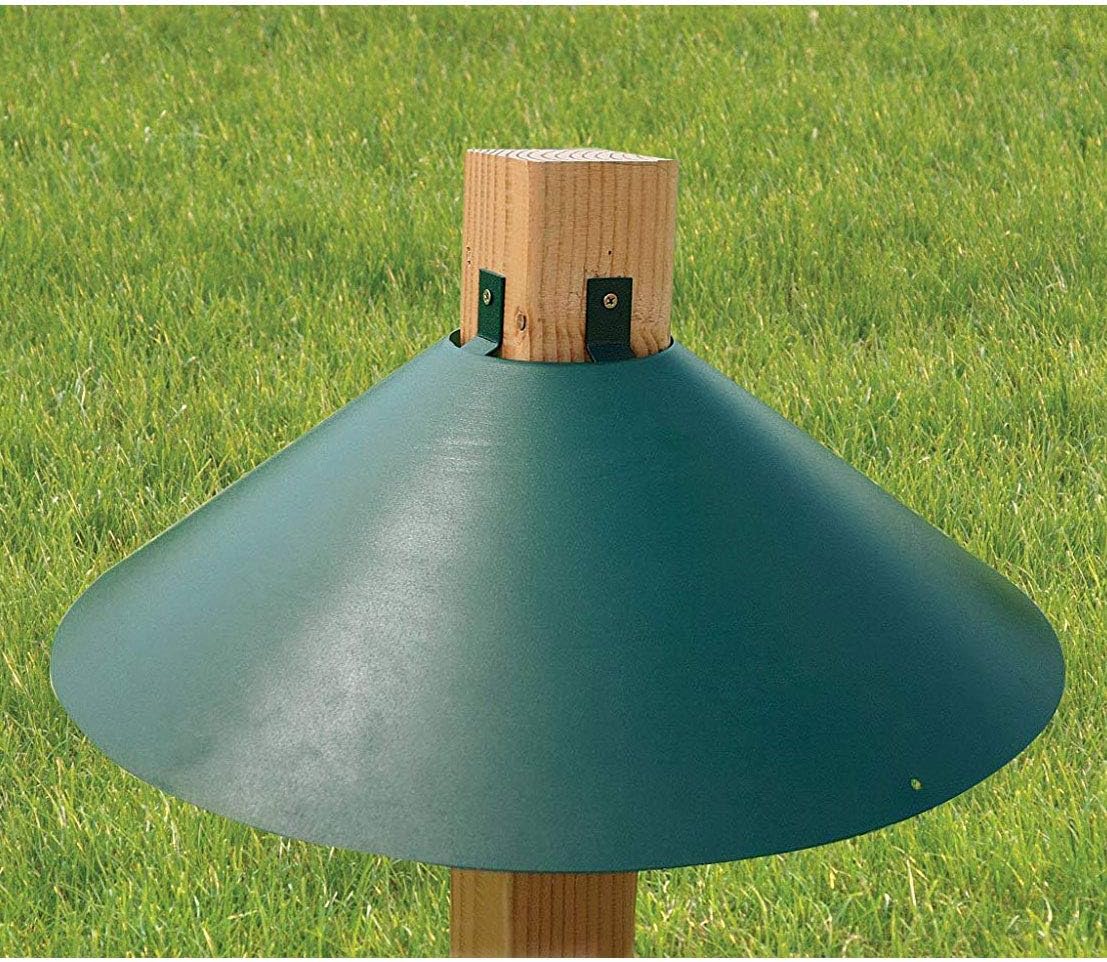 Metal Wrap Around Bird House Feeder Squirrel Baffle for 4x4 Inch Pole Post, 2 Pack E8391