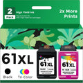 Remanufactured Ink Cartridge Replacement for HP Ink 61 (Black Color 2-Pack) 61XL Combo for HP61 4500 5530 4502 2540 1000 1055 1010 1510 3050 4630 2620 4501 4635 4632 2542 Printer BK Tricolor