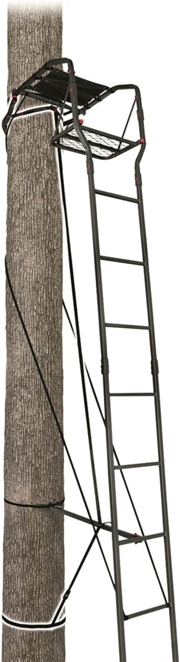 Guide Gear 15’ Single Shot Single Person Ladder Tree Stand with Grip Jaw System; Portable, Hunting Deer Season
