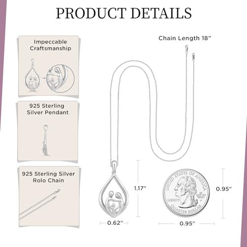 Family Necklace Pendant in Sterling Silver 18" Rolo Chain H85807