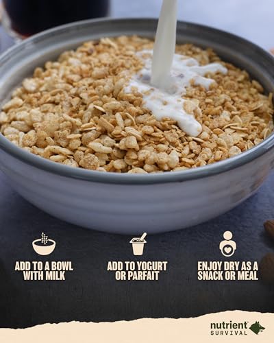 Maple Almond Grain Crunch Cereal, Freeze Dried Emergency Food, 12 Servings B19501