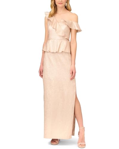Aidan Mattox by Adrianna Papell Women's Lame Column Gown with Ruffles