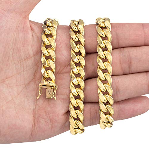 14k Yellow Gold Miami Cuban Link Chain Necklace A9895