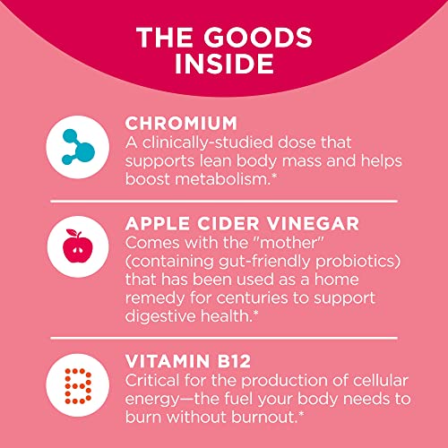 Metabolism Gummy Rings, Apple Cider Vinegar, Vitamin B12, Chromium, Chewable Supplement, Apple Flavor, 30 Count D333