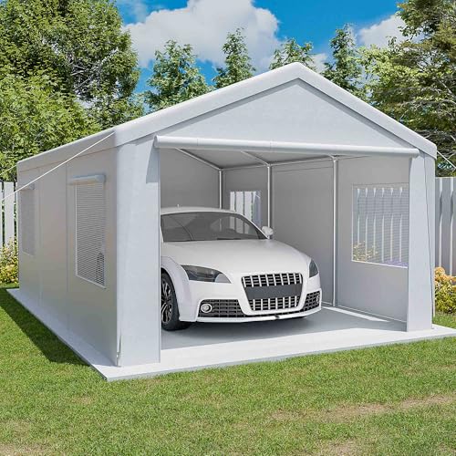 Heavy Duty Portable Car Canopy Garage with Removable Sidewalls and Roll-up Ventilated Doors P43143