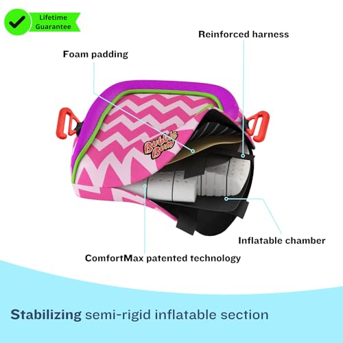 Inflatable Booster Car Seat for Travel - Portable Narrow Backless Seat for Toddlers, Kids - Pink N752