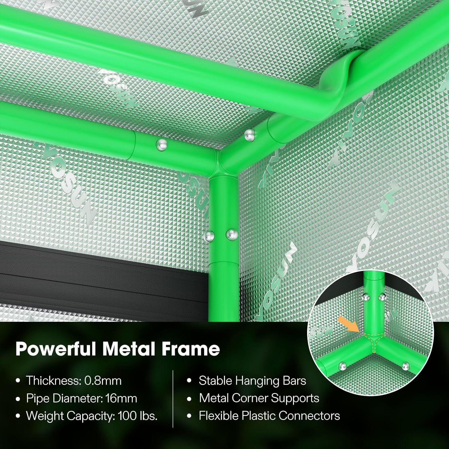 36"x36"x72" Hydroponic Mylar Grow Tent with LED Grow Light and Observation Window S99570
