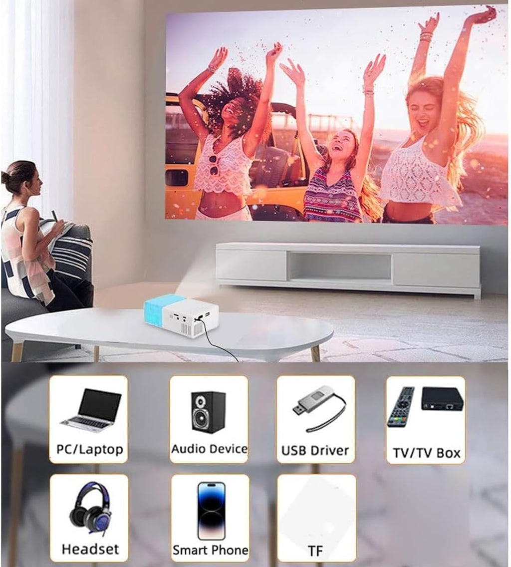 Mini Projector, 1080P HD Portable with HDMI, USB, for Home Theater Outdoor Z96670