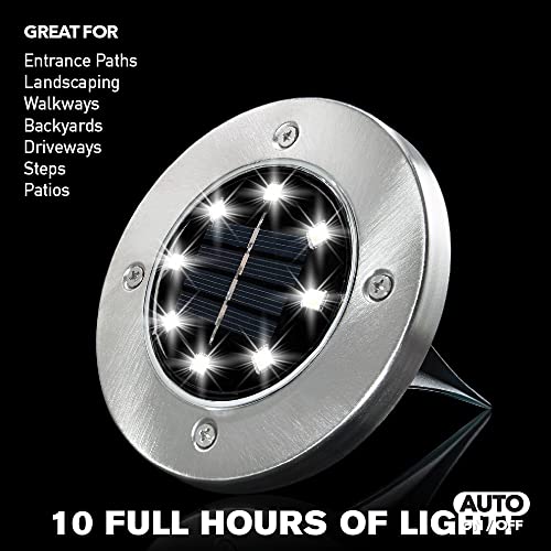 Solar Disk Lights Outdoor, Waterproof LED, Set of 8 X46883