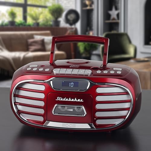 Retro Bluetooth Boombox with CD, Cassette, and AM/FM Radio I7334
