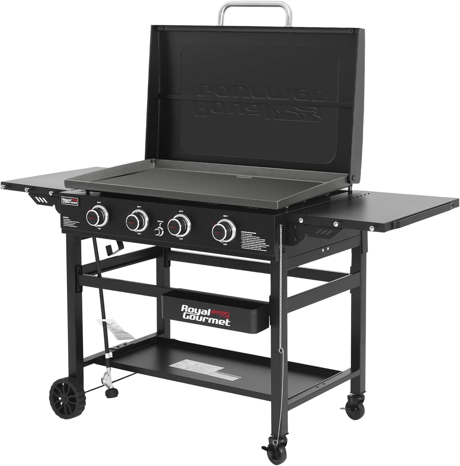 Royal Gourmet GB4000P 4-Burner Propane Gas Griddle with Hard Cover, 35-Inch Flat Top BBQ Grill, 52,000 BTU, Outdoor Griddle Cooking Station for Backyard and Tailgating, Black