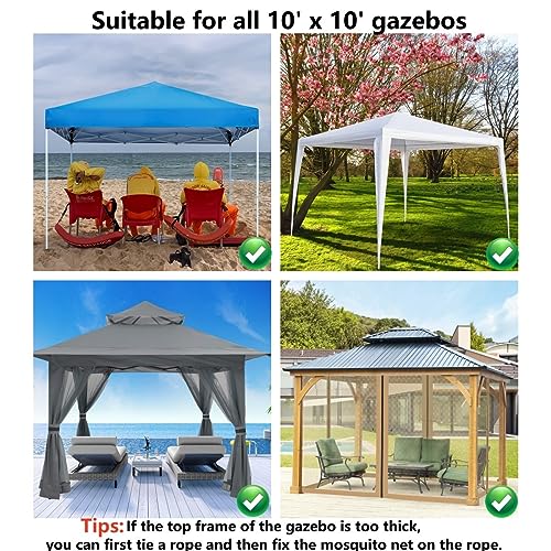 Mosquito Net for 10x10 Patio Gazebo Canopy, Double Door with Zipper G180