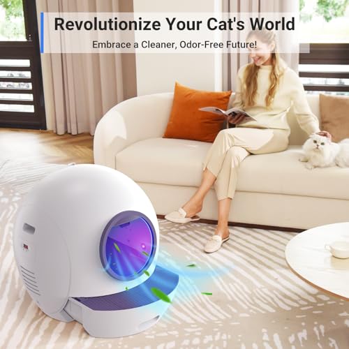 Self-Cleaning Litter Box for Multiple Cats with 2-Pack Litter, App Control, Odor-Free J6159