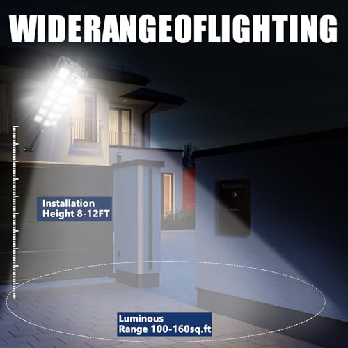 Solar Street Light Outdoor Waterproof, 100000LM 6500K with Motion Sensor and Remote Control N73535
