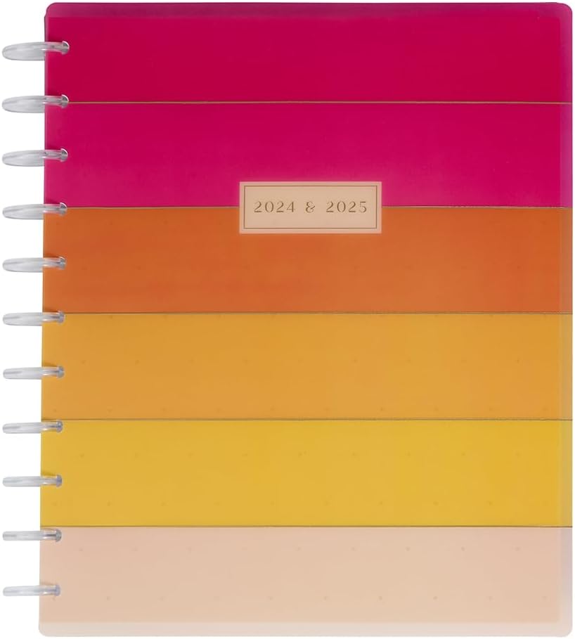 Happy Planner Disc-Bound 12-Month Academic Planner, July 2024–June 2025 Daily and Monthly Planner, Big Size, Horizontal Layout, Bright Side, 72 Pages, 2 Sticker Sheets, 8 1/2" x 11"